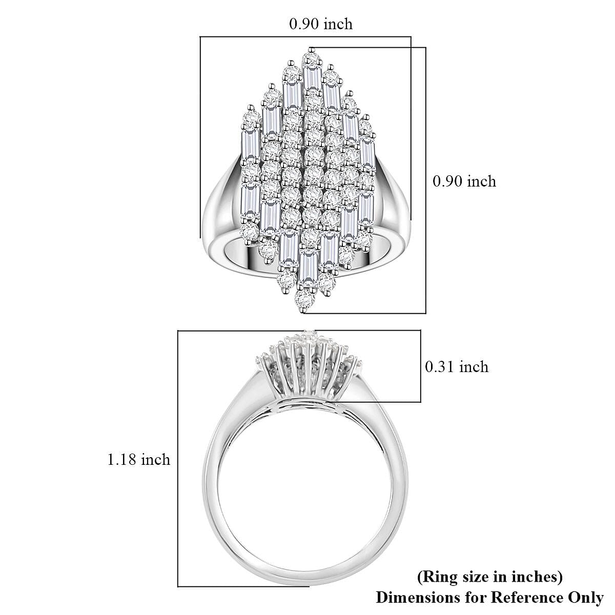 Clarte Ballerina Collection Moissanite 1.35 ctw Ring in Sterling Silver (Size 8.0) image number 5
