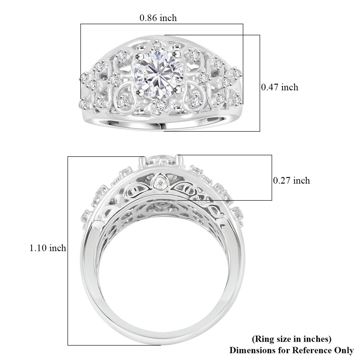 Clarte Aurora Collection Moissanite 1.25 ctw Ring in Sterling Silver (Size 6.0) image number 5