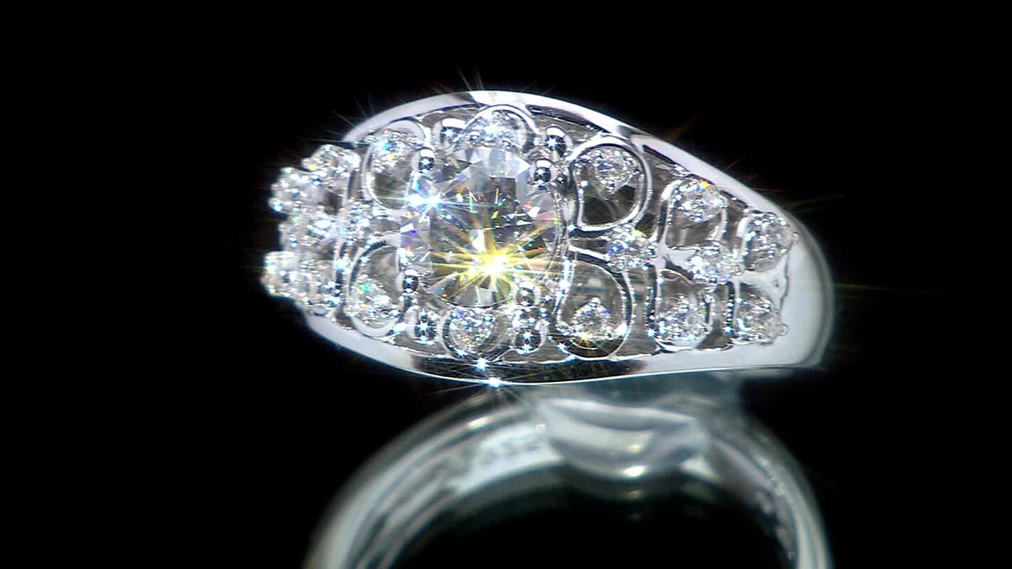 Clarte Aurora Collection Moissanite Ring in Sterling Silver (Size 10.0) 1.25 ctw