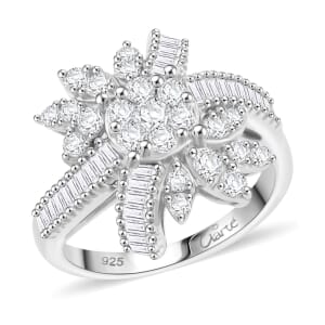 Clarte Snowflake Collection Moissanite 1.40 ctw Ring in Sterling Silver (Size 10.0)