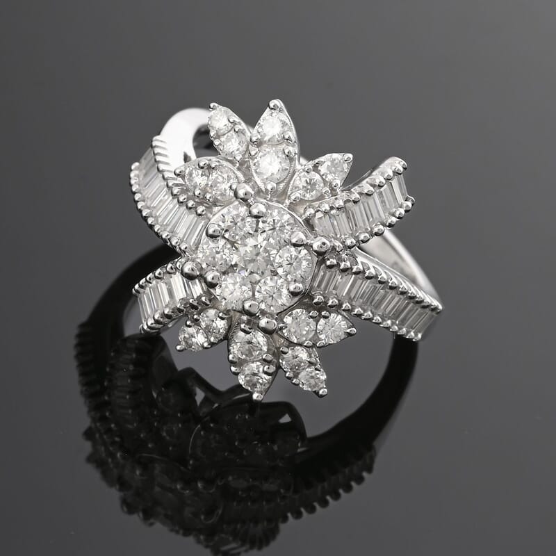 Clarte Snowflake Collection Moissanite 1.40 ctw Ring in Sterling Silver (Size 10.0)