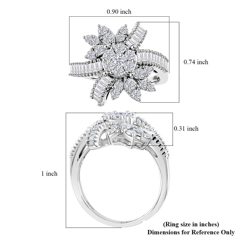 Clarte Snowflake Collection Moissanite 1.40 ctw Ring in Sterling Silver (Size 10.0)