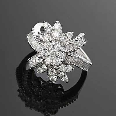 Clarte Snowflake Collection Moissanite 1.40 ctw Ring in Sterling Silver (Size 7.0)