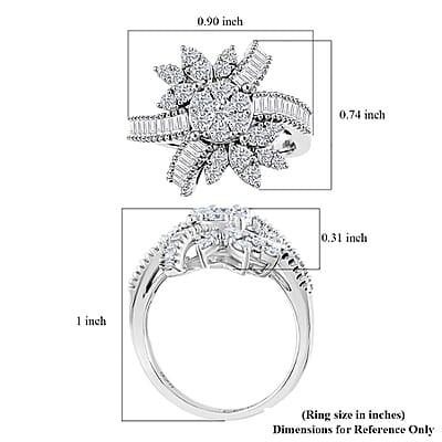 Clarte Snowflake Collection Moissanite 1.40 ctw Ring in Sterling Silver (Size 7.0)