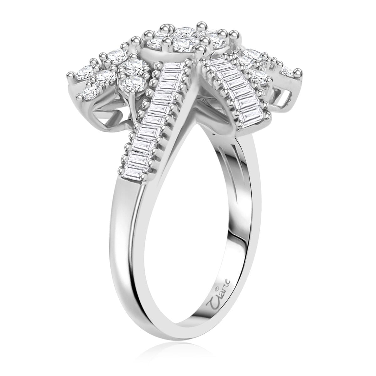 Clarte Snowflake Collection Moissanite 1.40 ctw Ring in Sterling Silver (Size 9.0) image number 3