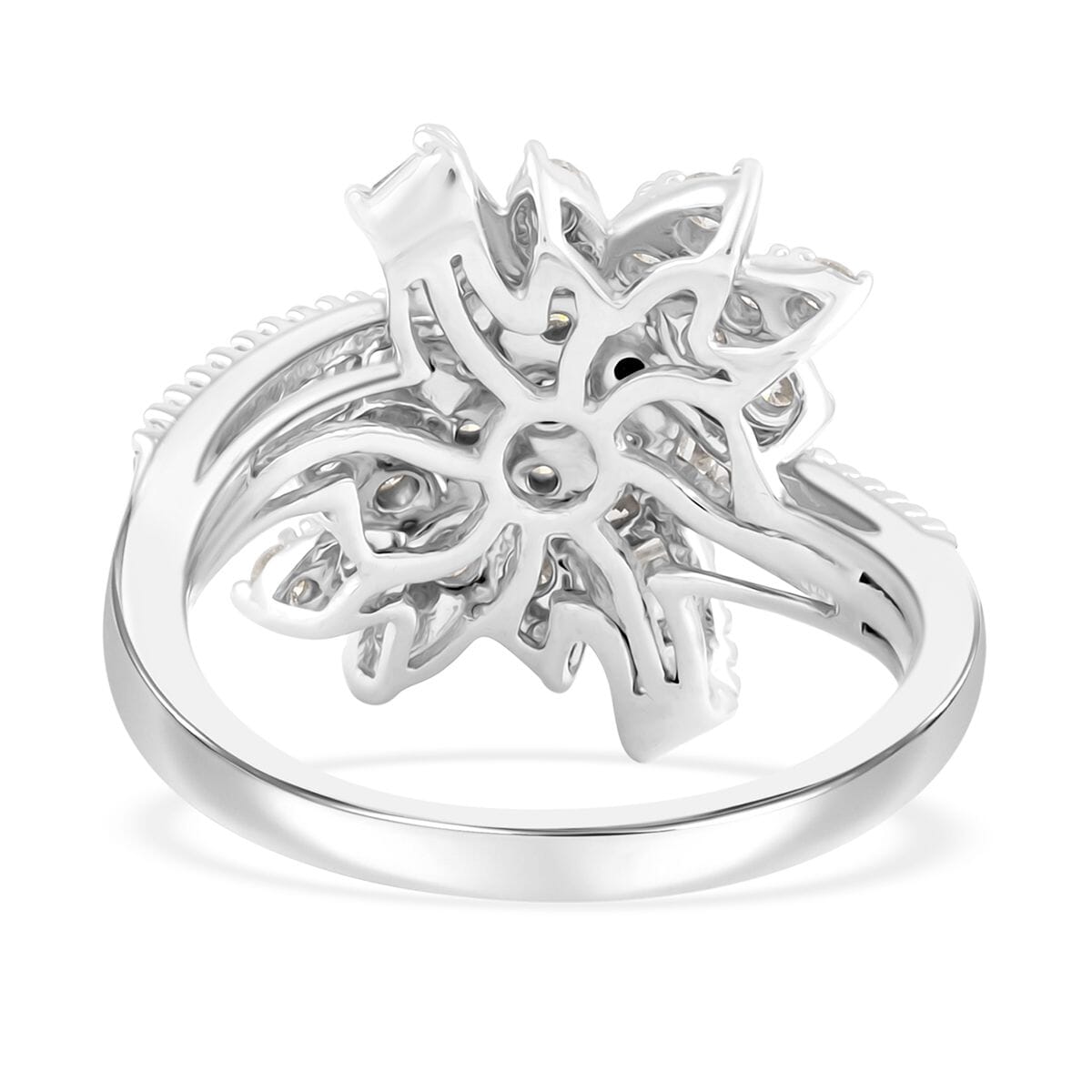 Clarte Snowflake Collection Moissanite 1.40 ctw Ring in Sterling Silver (Size 9.0) image number 4