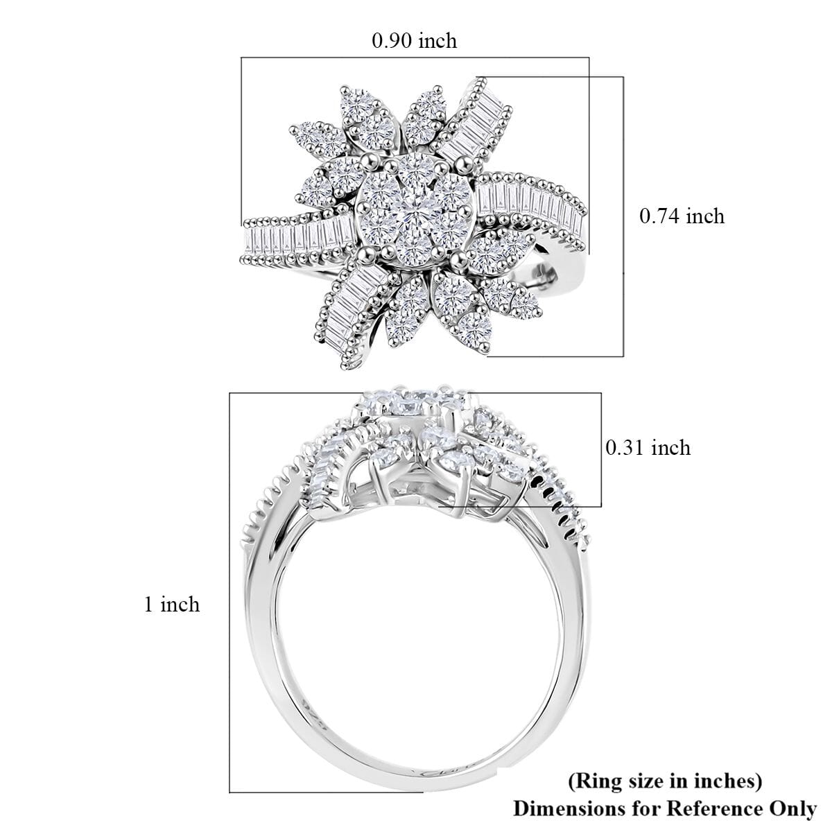 Clarte Snowflake Collection Moissanite 1.40 ctw Ring in Sterling Silver (Size 9.0) image number 5