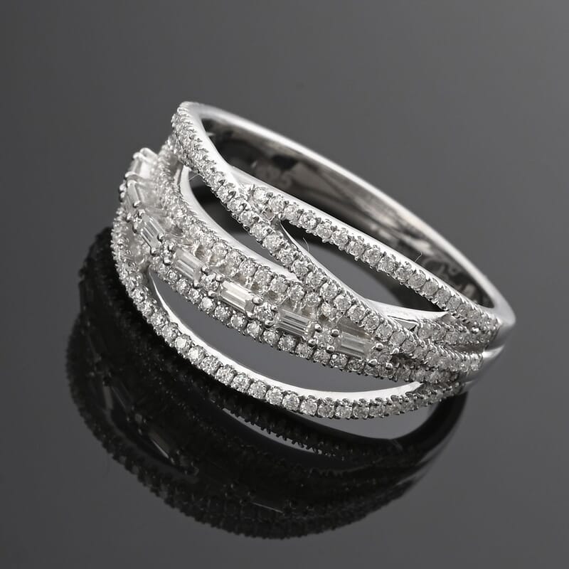 Clarte Dew Collection Moissanite 0.55 ctw Band Ring in Sterling Silver (Size 10.0)