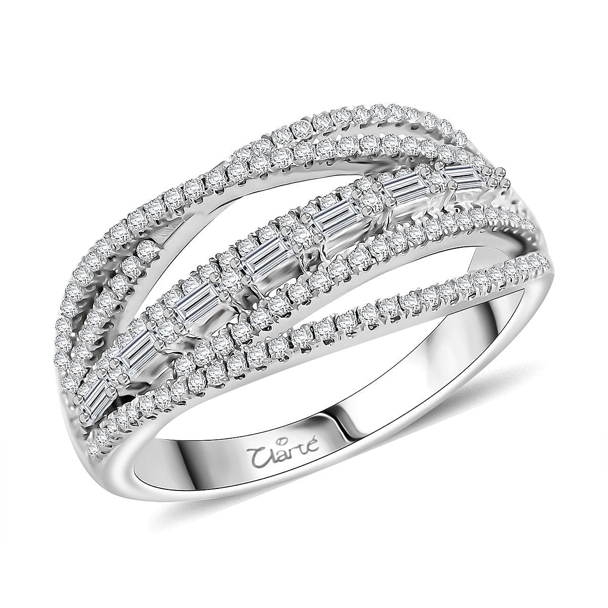 Clarte Dew Collection Moissanite 0.55 ctw Band Ring in Sterling Silver (Size 6.0) image number 0