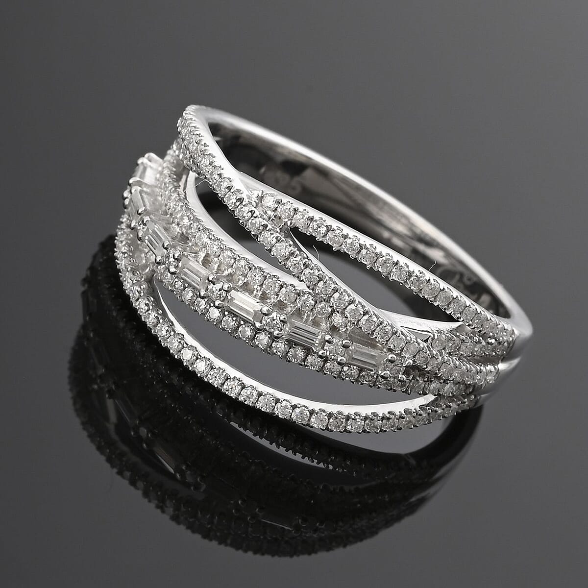 Clarte Dew Collection Moissanite 0.55 ctw Band Ring in Sterling Silver (Size 6.0) image number 1