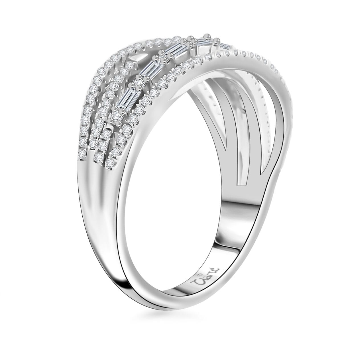 Clarte Dew Collection Moissanite 0.55 ctw Band Ring in Sterling Silver (Size 8.0) image number 3