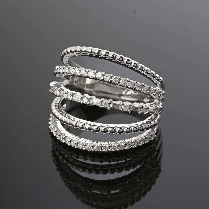 Clarte Ice Breaker Collection Moissanite 0.65 ctw Ring in Platinum Over Sterling Silver (Size 10.0)