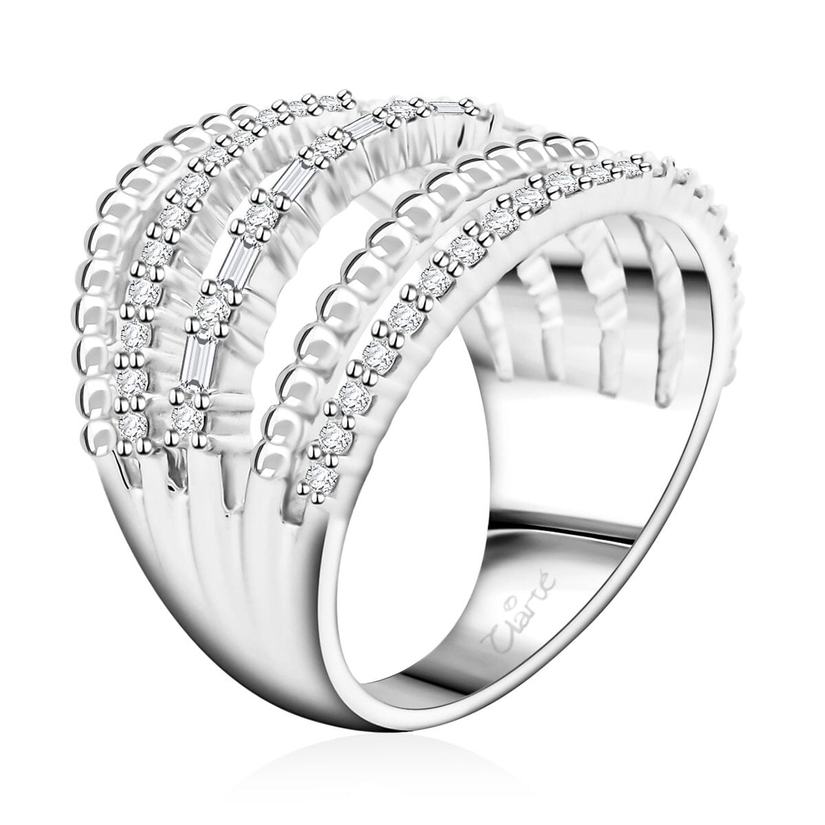 Clarte Ice Breaker Collection Moissanite 0.65 ctw Ring in Sterling Silver (Size 10.0) image number 3