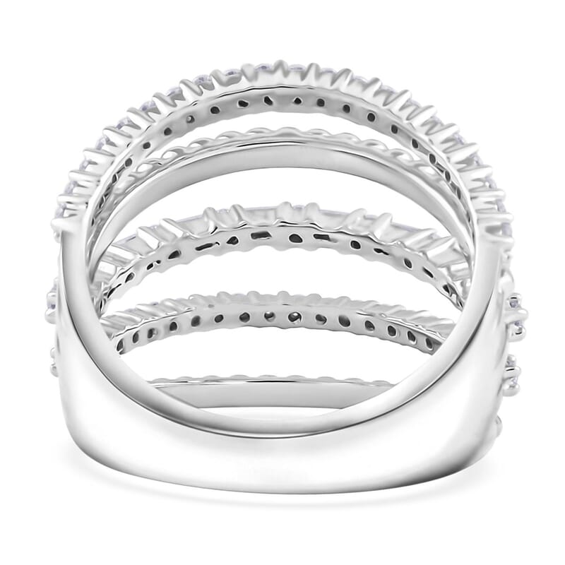 Clarte Ice Breaker Collection Moissanite 0.65 ctw Ring in Platinum Over Sterling Silver (Size 10.0)