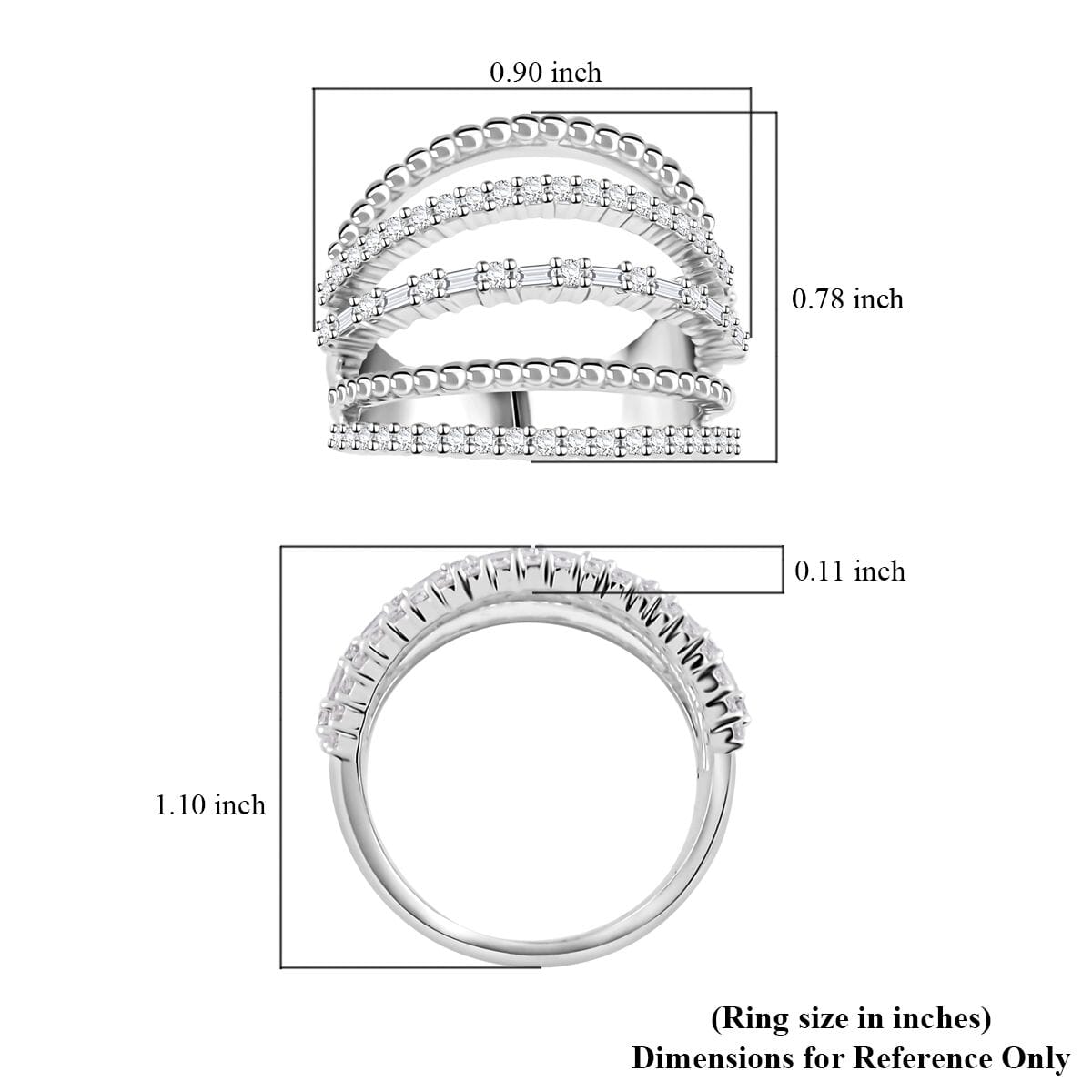 Clarte Ice Breaker Collection Moissanite 0.65 ctw Ring in Sterling Silver (Size 6.0) image number 5
