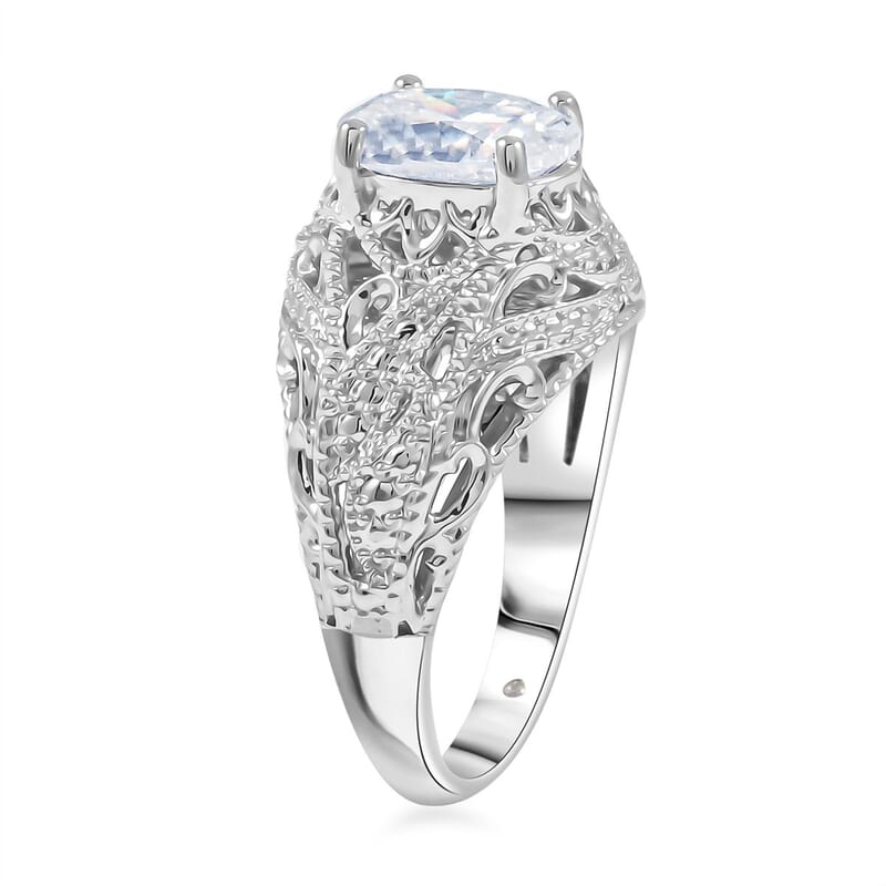 Clarte Harmony Collection Moissanite 1.90 ctw Ring in Platinum Over Sterling Silver (Size 10.0)