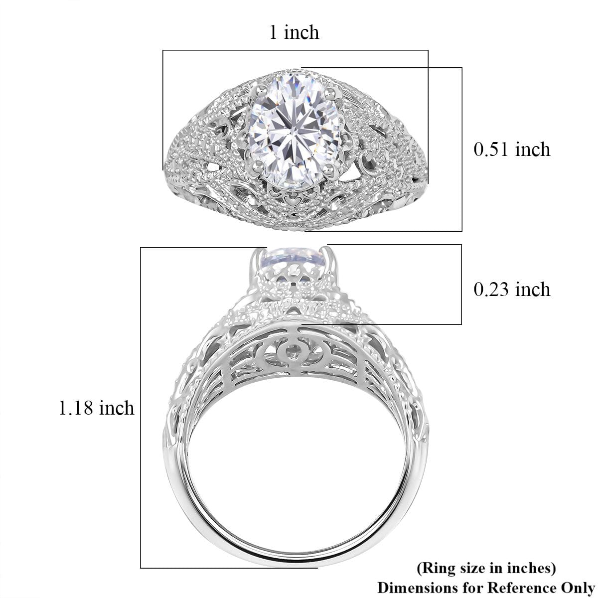 Clarte Harmony Collection Moissanite 1.90 ctw Ring in Sterling Silver (Size 10.0) image number 5