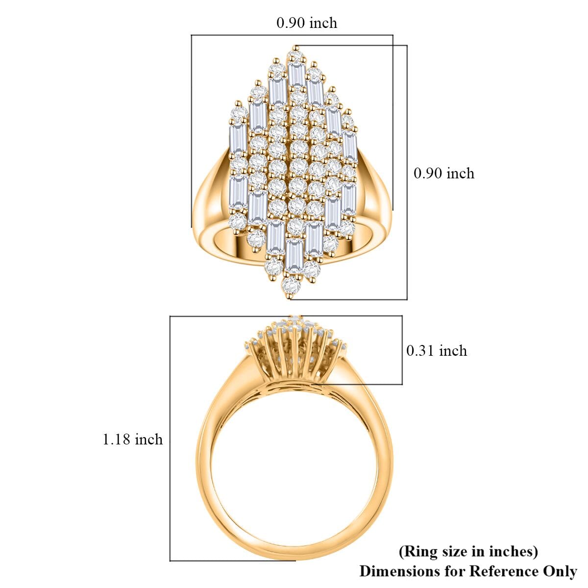Clarte Ballerina Collection Moissanite 1.35 ctw Ring in 14K Yellow Gold Over Sterling Silver (Size 6.0) image number 5