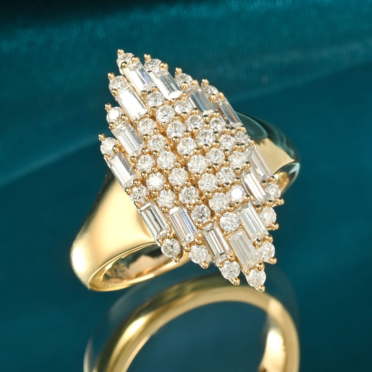 Clarte Ballerina Collection Moissanite 1.35 ctw Ring in 14K Yellow Gold Over Sterling Silver (Size 7.0) image number 1