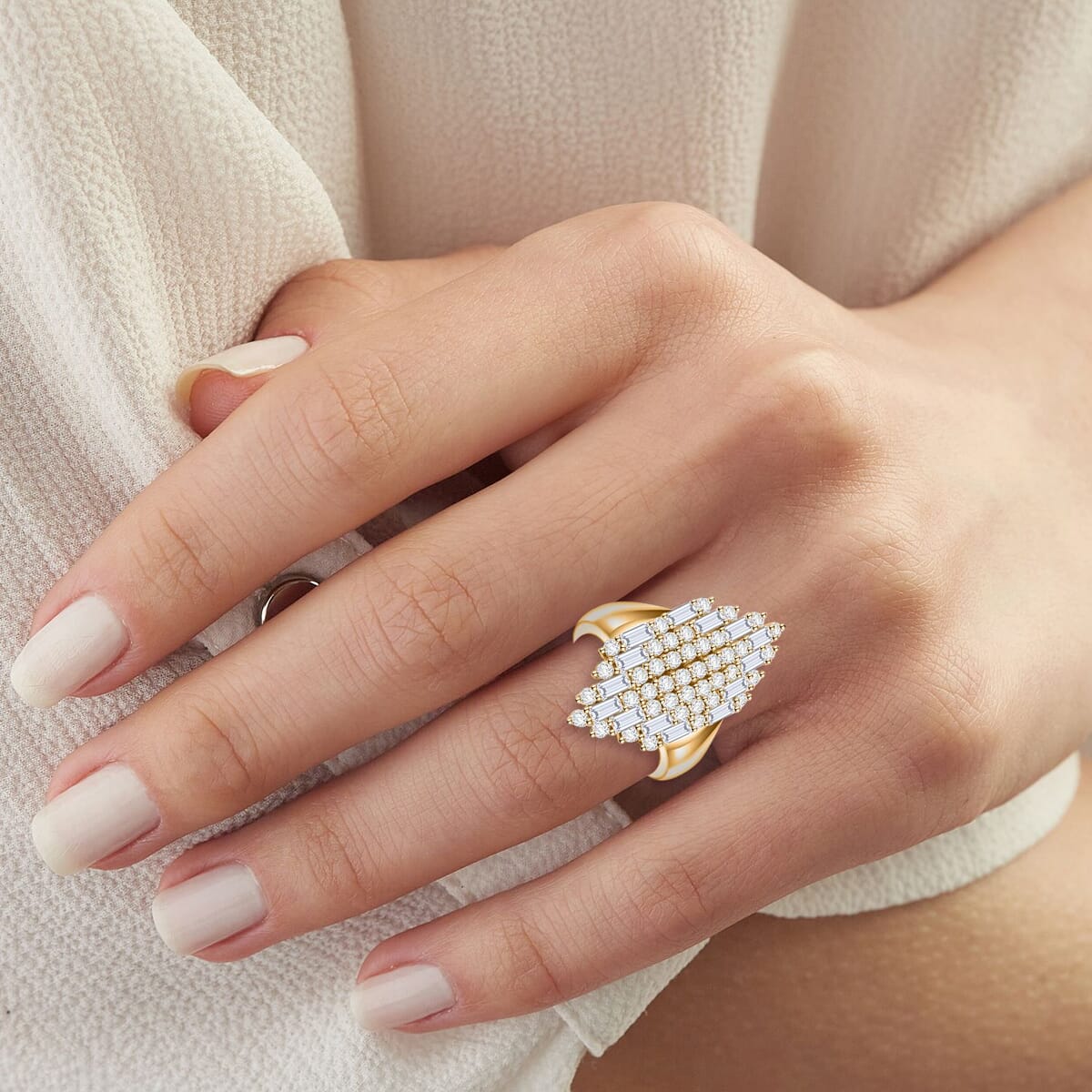 Clarte Ballerina Collection Moissanite 1.35 ctw Ring in 14K Yellow Gold Over Sterling Silver (Size 7.0) image number 2