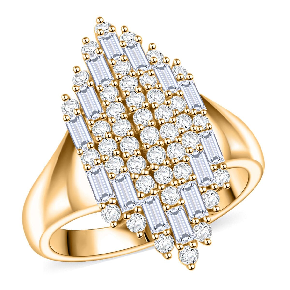 Clarte Ballerina Collection Moissanite 1.35 ctw Ring in 14K Yellow Gold Over Sterling Silver (Size 8.0) image number 0