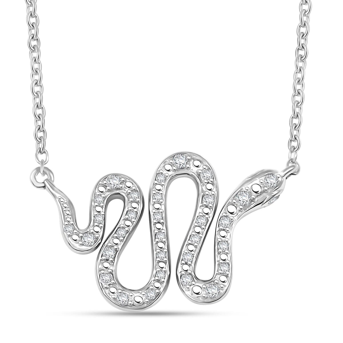 Clarte Serpent Collection Moissanite 0.20 ctw Necklace in Sterling Silver 18-20 Inches image number 0