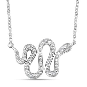 Clarte Serpent Collection Moissanite 0.20 ctw Necklace in Sterling Silver 18-20 Inches