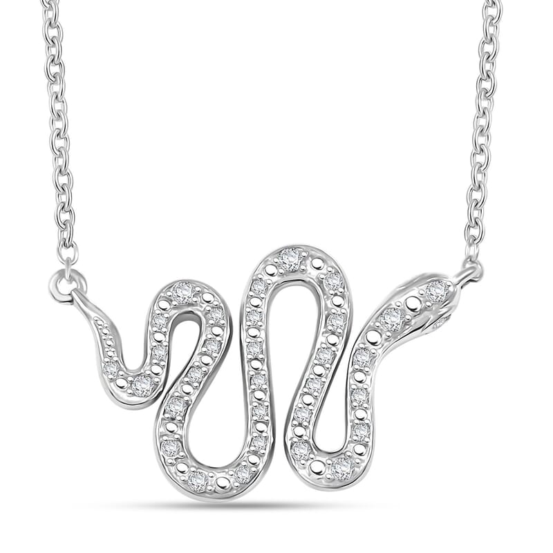Clarte Serpent Collection Moissanite 0.20 ctw Necklace in Sterling Silver 18-20 Inches