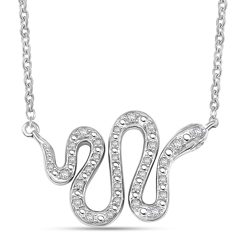 Clarte Serpent Collection Moissanite 0.20 ctw Necklace in Sterling Silver 18-20 Inches