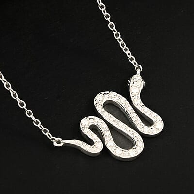 Clarte Serpent Collection Moissanite 0.20 ctw Necklace in Sterling Silver 18-20 Inches