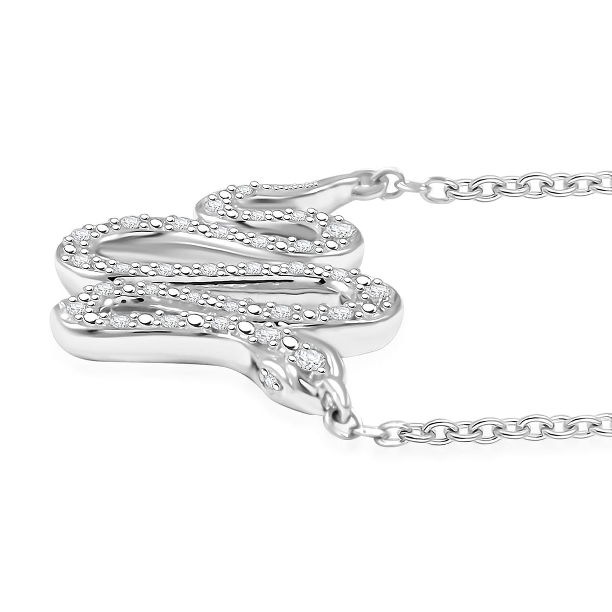 Clarte Serpent Collection Moissanite 0.20 ctw Necklace in Sterling Silver 18-20 Inches image number 3