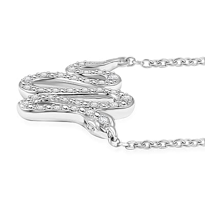Clarte Serpent Collection Moissanite 0.20 ctw Necklace in Sterling Silver 18-20 Inches