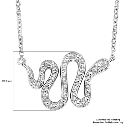 Clarte Serpent Collection Moissanite 0.20 ctw Necklace in Sterling Silver 18-20 Inches