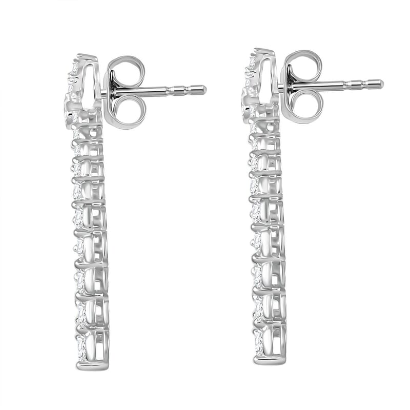 Clarte Icicle Collection Moissanite 2.20 ctw Earrings in Platinum Over Sterling Silver