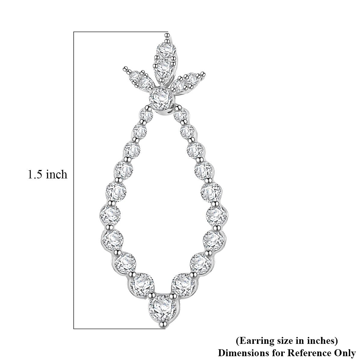 Clarte Icicle Collection Moissanite 2.20 ctw Earrings in Platinum Over Sterling Silver