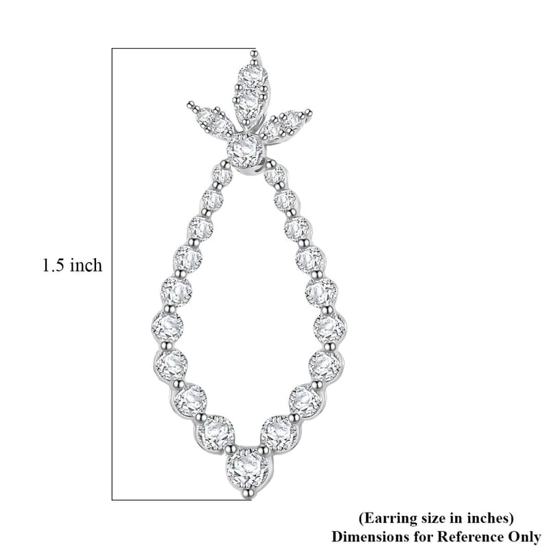 Clarte Icicle Collection Moissanite 2.20 ctw Earrings in Platinum Over Sterling Silver