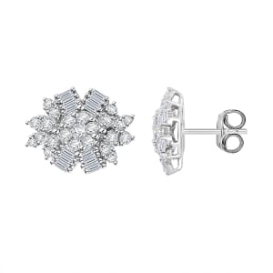 Clarte Snowflake Collection Moissanite 1.30 ctw Stud Earrings in Sterling Silver
