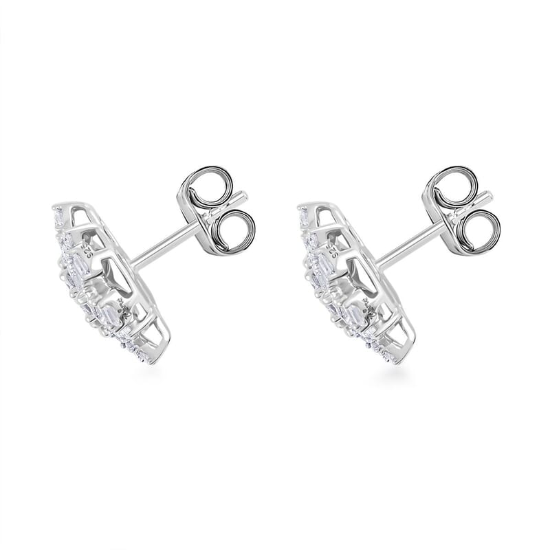 Clarte Snowflake Collection Moissanite 1.30 ctw Stud Earrings in Platinum Over Sterling Silver