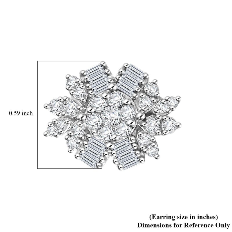Clarte Snowflake Collection Moissanite 1.30 ctw Stud Earrings in Platinum Over Sterling Silver