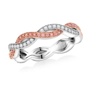 Clarte Infinity Collection White and Pink Moissanite 0.40 ctw Ring in Sterling Silver (Size 10.0)