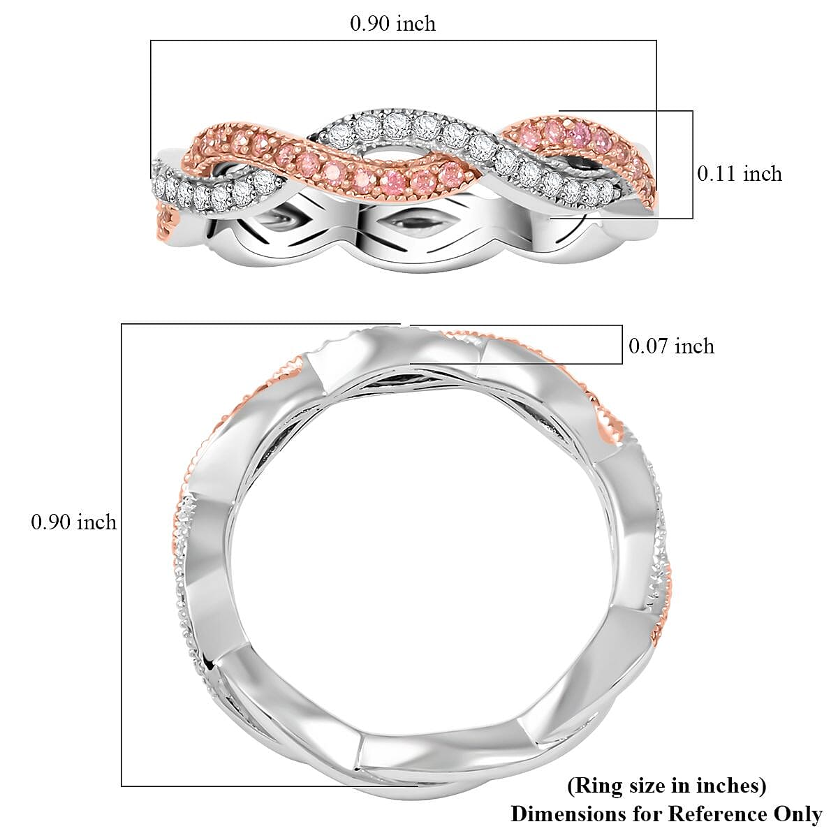 Clarte Infinity Collection White and Pink Moissanite 0.40 ctw Ring in Platinum Over Sterling Silver (Size 10.0)