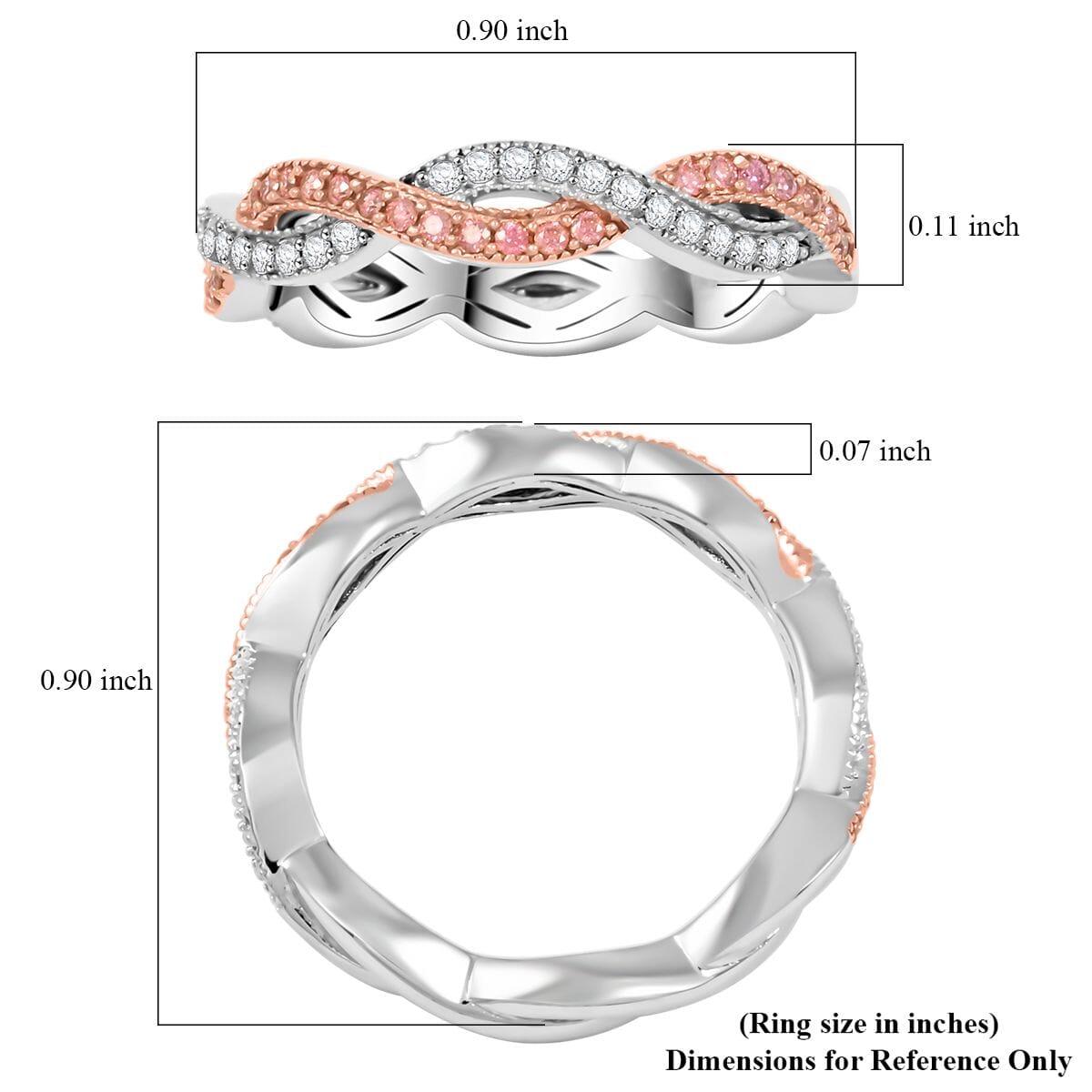 Clarte Infinity Collection White and Pink Moissanite 0.40 ctw Ring in Sterling Silver (Size 10.0) image number 4
