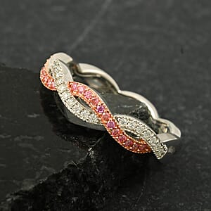 Clarte Infinity Collection White and Pink Moissanite 0.40 ctw Ring in Platinum Over Sterling Silver (Size 6.0)