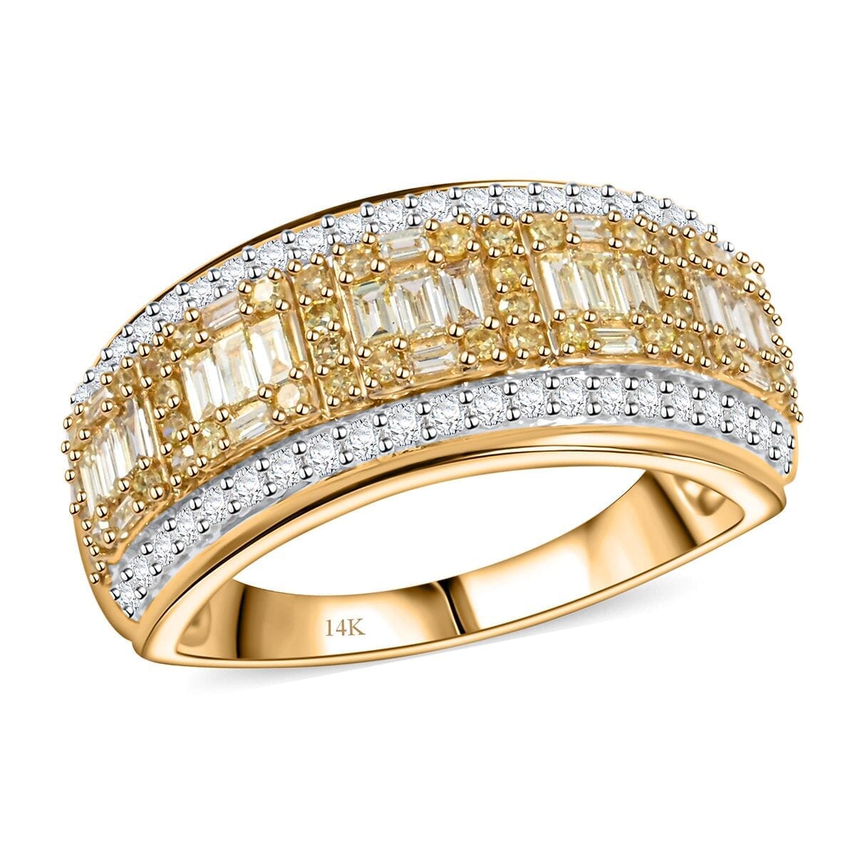 Natural Yellow and White Diamond 0.75 ctw Ring in 14K Yellow Gold (Size 10.0) 4.05 Grams image number 0