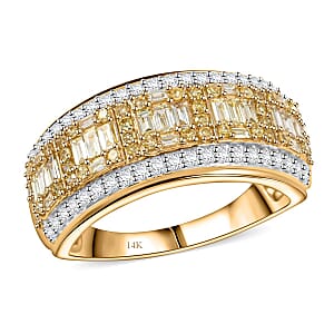 14K Yellow Gold Natural Yellow and White Diamond Ring (Size 5.5) (4.05 g) 0.75 ctw