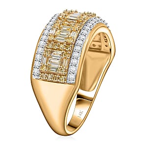 Natural Yellow Diamond, White Diamond Ring in 14K Yellow Gold 0.75 ctw (Size 6.5)