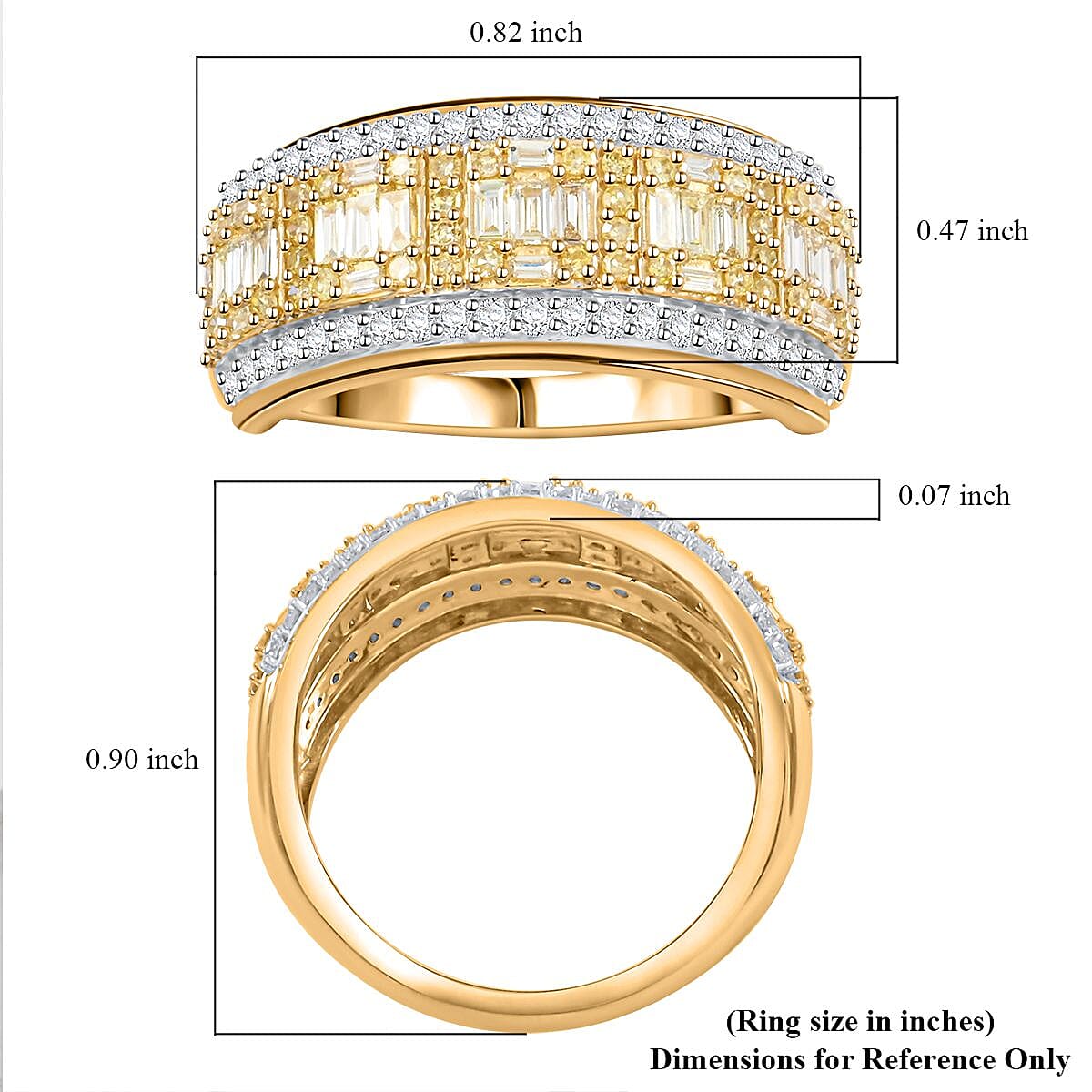 Natural Yellow and White Diamond 0.75 ctw Ring in 14K Yellow Gold (Size 7.0) 4.05 Grams image number 4