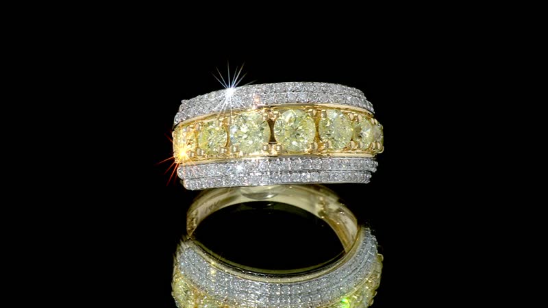 14K Yellow Gold Natural Yellow and White Diamond Ring (Size 10.0) 2.00 ctw