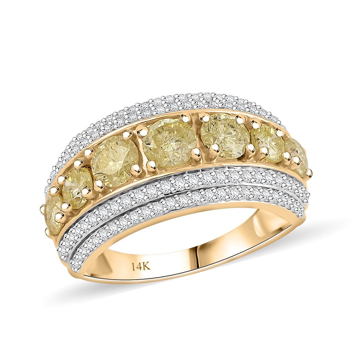 Natural Yellow and White Diamond 2.00 ctw Ring in 14K Yellow Gold (Size 5.5) image number 0