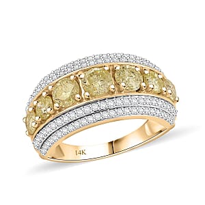 Natural Yellow and White Diamond 2.00 ctw Ring in 14K Yellow Gold (Size 7.5)